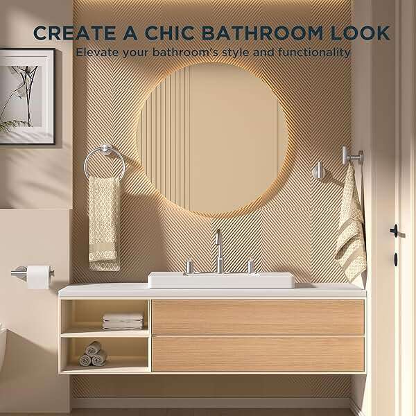 FORIOUS 4 Piece Bathroom Accessories, SUS304 Stainless Steel Toilet Paper Holder, Towel Ring and 2 Towel Hooks, Wall Mounted Bathroom Hardware Set (Brushed Nickel) - Image 8