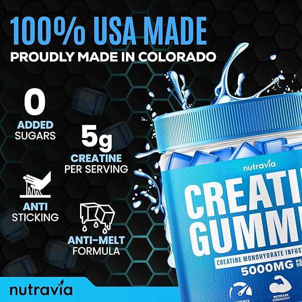 Creatine Gummies Infused with 5g Creatine Monohydrate for Men and Women, Strength, Endurance, Muscle Instantized Creatine, Micronized Clean HCL Balanced Creatina Monohidratada en Polvo (90 Gummies) - Image 3