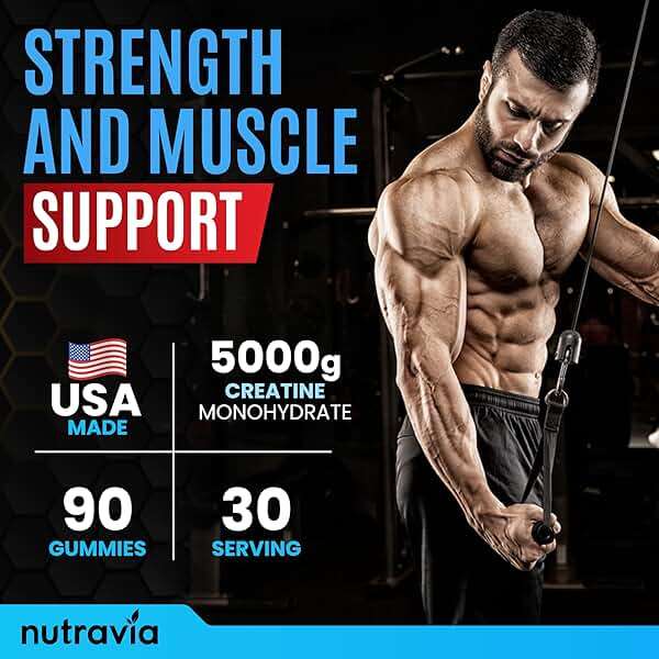 Creatine Gummies Infused with 5g Creatine Monohydrate for Men and Women, Strength, Endurance, Muscle Instantized Creatine, Micronized Clean HCL Balanced Creatina Monohidratada en Polvo (90 Gummies) - Image 4