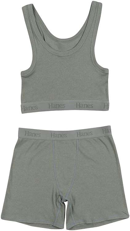 Hanes Women's Originals 2-piece Lounge Set, Comfywear Supersoft Crop Top & Boxer Shorts Loungewear Set - Image 1