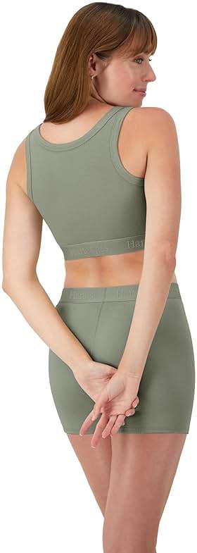 Hanes Women's Originals 2-piece Lounge Set, Comfywear Supersoft Crop Top & Boxer Shorts Loungewear Set - Image 3