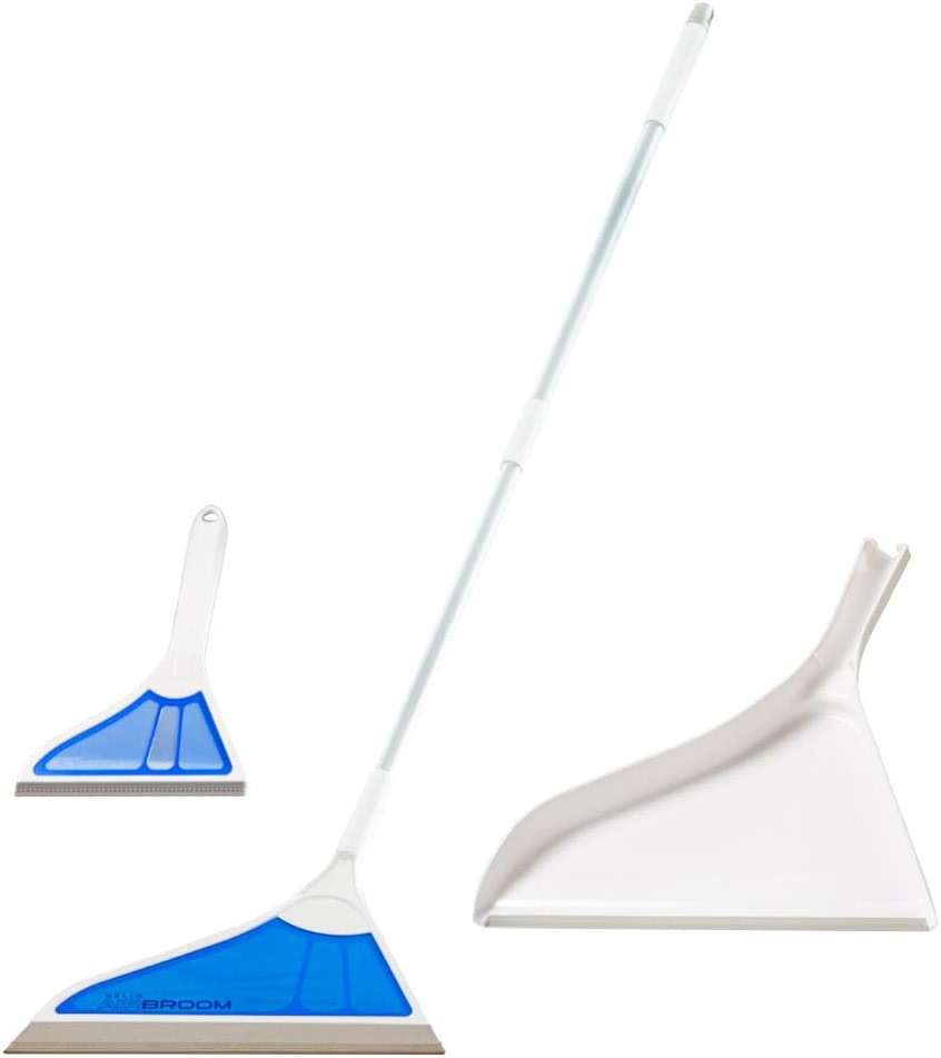 Helio AirBroom 3 Piece Kit All Surface Sweeper and Squeegee for Wet and Dry Cleaning Dust, Dirt, Liquids, Pet Hair, Tile, Hardwood Floors, Carpet, Furniture, Windows, Shower Doors As Seen on TV - Image 1