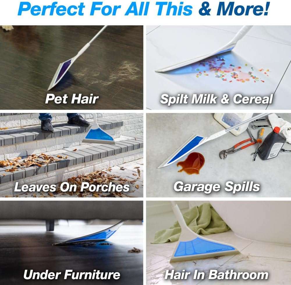 Helio AirBroom 3 Piece Kit All Surface Sweeper and Squeegee for Wet and Dry Cleaning Dust, Dirt, Liquids, Pet Hair, Tile, Hardwood Floors, Carpet, Furniture, Windows, Shower Doors As Seen on TV - Image 6