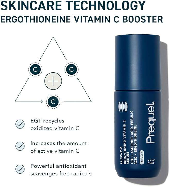 Prequel Skin Lucent-C, Vitamin C Serum for Face. Professional Facial L-Ascorbic Acid, Ferulic Acid Formula with Niacinamide. Clinical Skincare for Luminous Firm Skin. 1oz Pump - Image 4