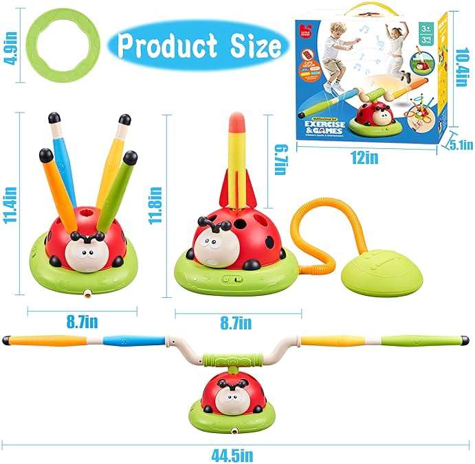 Engfa 3 in 1 Musical Jump, Toss Ring Game and Stomping Launch Rocket Launcher for Kids Toys for Girls Boys 3-5, Sports & Outdoors Toy for Ages 5-7 with Remote Control Outside Toys for Kids Ages 4-8 - Image 2