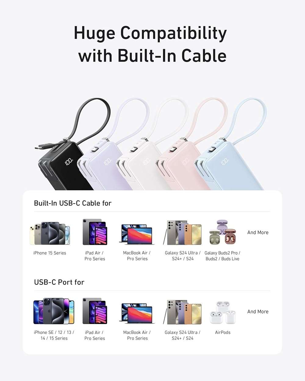 Anker Nano 3-in-1 Portable iPhone Charger, 10,000mAh Power Bank with Built-in USB-C Cable and Foldable Wall Plug, 30W Max Battery Pack, Travel Essentials for iPhone 17/16/15 Series, Galaxy, MacBook - Image 6