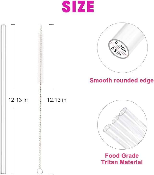 DISHWASHER SAFE Replacement Straws for Stanley Cup 40oz 30oz 64oz Tumbler, 10Pcs Reusable Clear Straws with Cleaning Brush for Stanley Cup Mug Accessories, BPA Free - Image 3