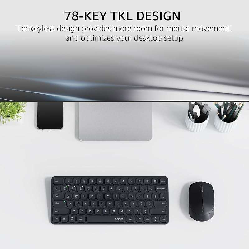 Rapoo 9010M Multi-Device Keyboard and Mouse Combo, 2.4GHz/Bluetooth 5.0/4.0 Wireless Keyboard & Mouse Set for Windows/Mac/Linux/Chrome, Support 4 Devices, Low-Profile Silent Click, Battery Powered - Image 3