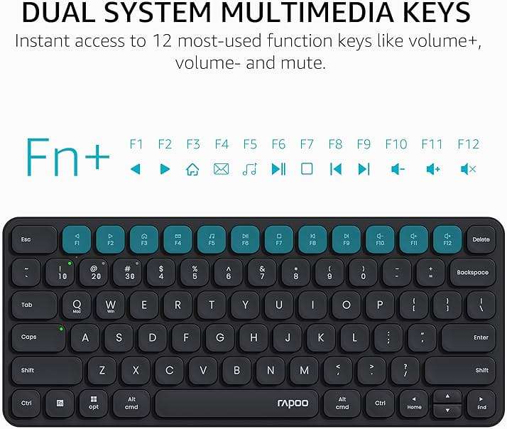 Rapoo 9010M Multi-Device Keyboard and Mouse Combo, 2.4GHz/Bluetooth 5.0/4.0 Wireless Keyboard & Mouse Set for Windows/Mac/Linux/Chrome, Support 4 Devices, Low-Profile Silent Click, Battery Powered - Image 6