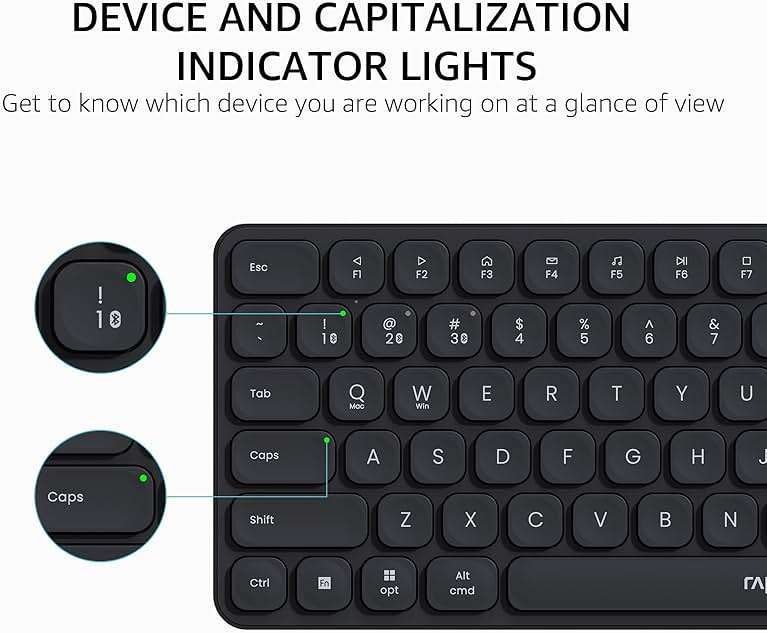 Rapoo 9010M Multi-Device Keyboard and Mouse Combo, 2.4GHz/Bluetooth 5.0/4.0 Wireless Keyboard & Mouse Set for Windows/Mac/Linux/Chrome, Support 4 Devices, Low-Profile Silent Click, Battery Powered - Image 7