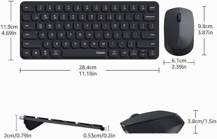 Rapoo 9010M Multi-Device Keyboard and Mouse Combo, 2.4GHz/Bluetooth 5.0/4.0 Wireless Keyboard & Mouse Set for Windows/Mac/Linux/Chrome, Support 4 Devices, Low-Profile Silent Click, Battery Powered - Image 9