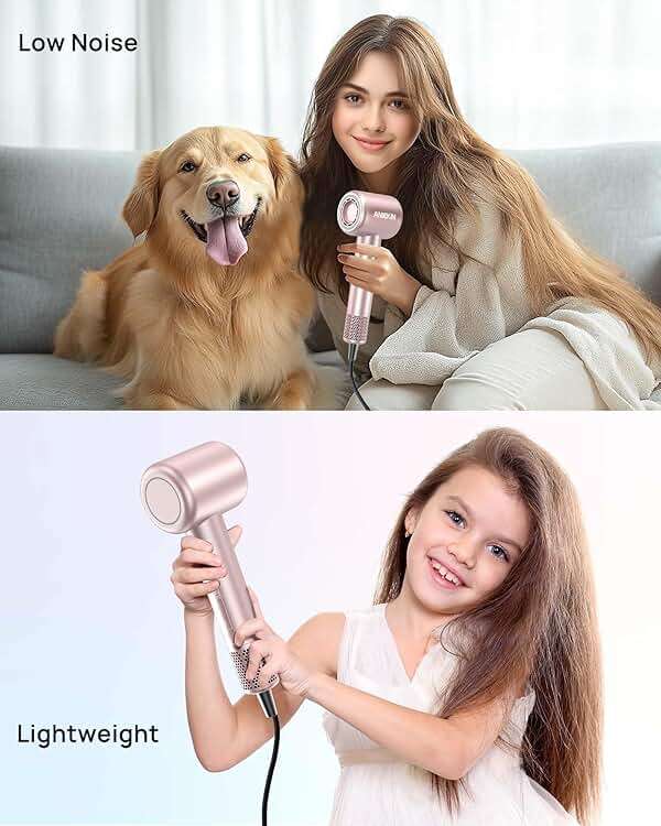 Hair Dryer, High-Speed Ionic Low Noise Blow Dryer with Brushless Motor for Fast Drying, Thermo-Control Quiet Compact Hair Blow Dryer with Magnetic Diffuser for Curly Hair for Home Travel Salon - Image 7