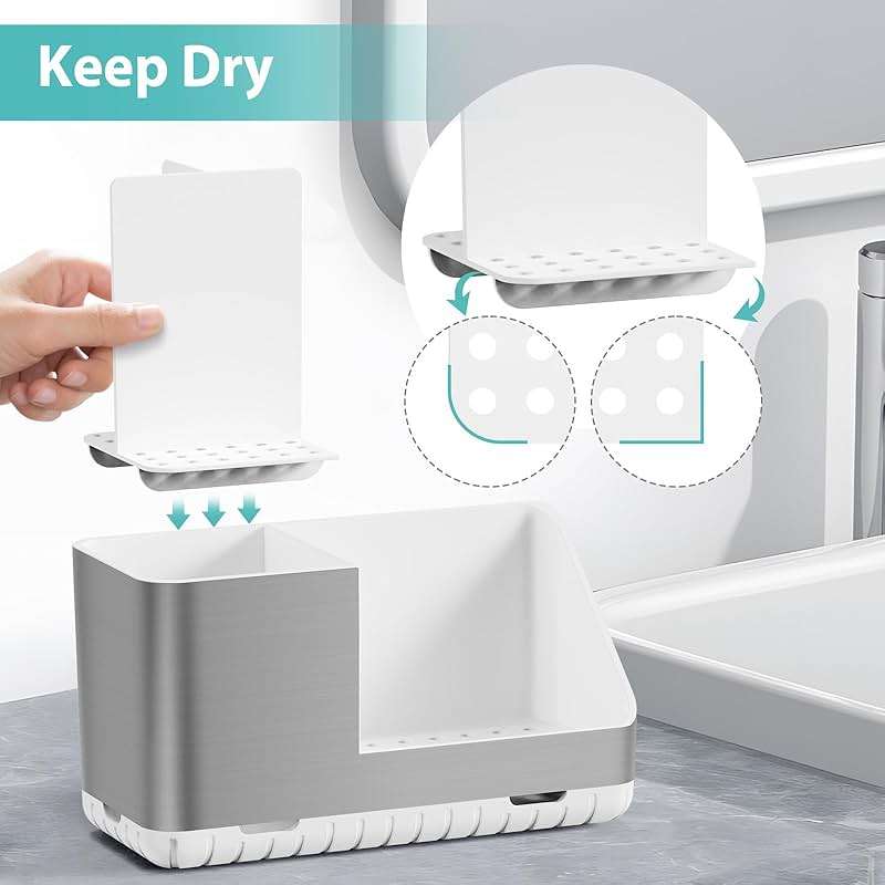 PARKMANI Toothbrush Holders for Bathroom Countertop Organizer, Brushed Nickel Tooth Brush Holder, Kids Electric Toothbrush and Toothpaste Holder with Drainage (Brushed Silver) - Image 5