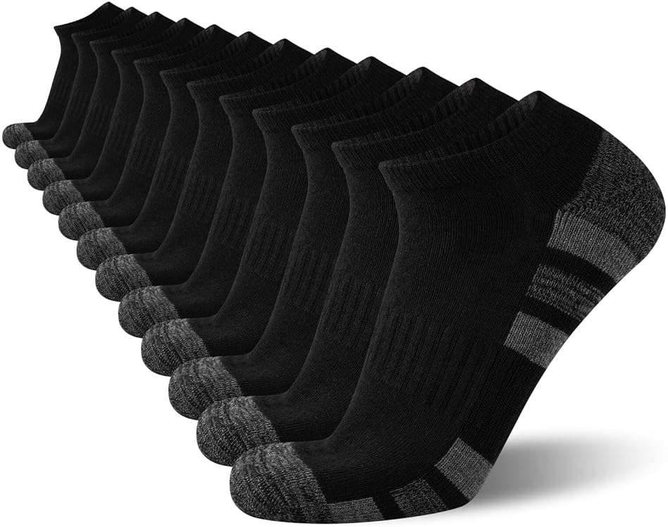 COOVAN 12 Pack Mens Ankle Socks Low Cut Cushioned Comfort Breathable Casual Socks 12 pairs - Image 1