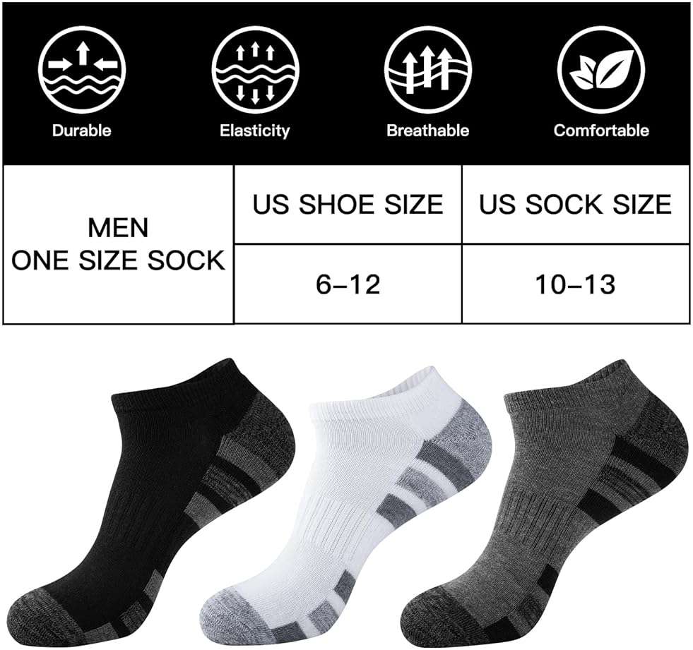COOVAN 12 Pack Mens Ankle Socks Low Cut Cushioned Comfort Breathable Casual Socks 12 pairs - Image 3
