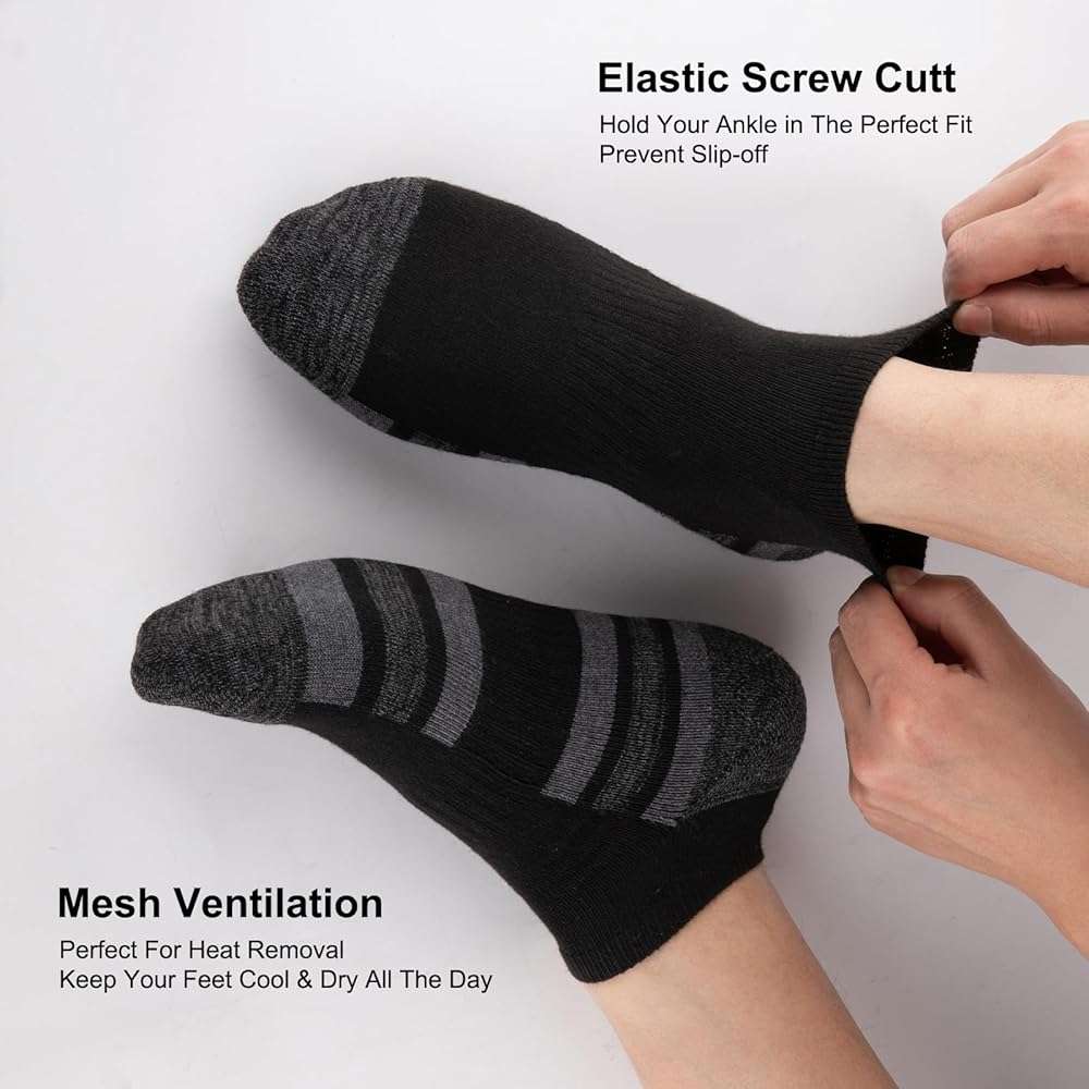 COOVAN 12 Pack Mens Ankle Socks Low Cut Cushioned Comfort Breathable Casual Socks 12 pairs - Image 4