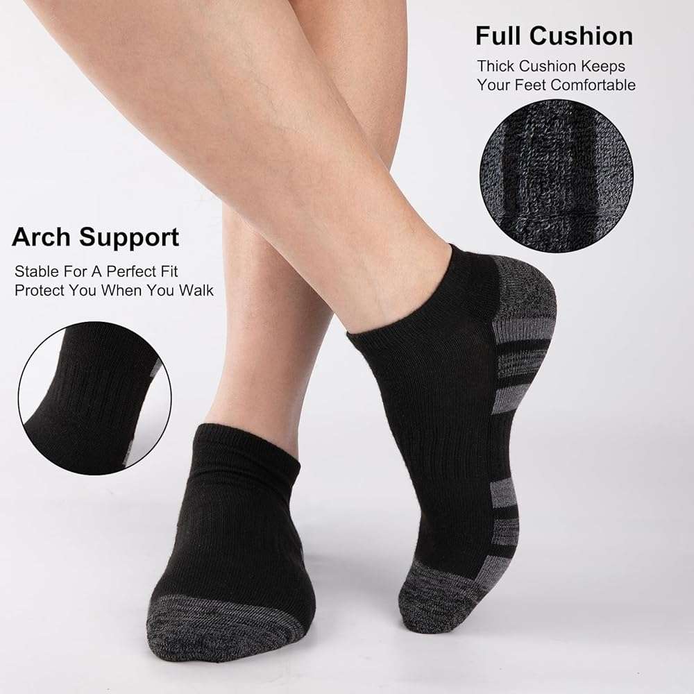 COOVAN 12 Pack Mens Ankle Socks Low Cut Cushioned Comfort Breathable Casual Socks 12 pairs - Image 5