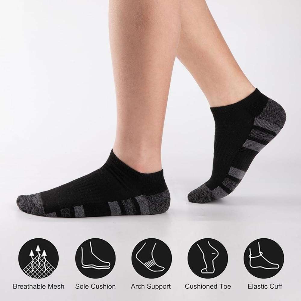 COOVAN 12 Pack Mens Ankle Socks Low Cut Cushioned Comfort Breathable Casual Socks 12 pairs - Image 6
