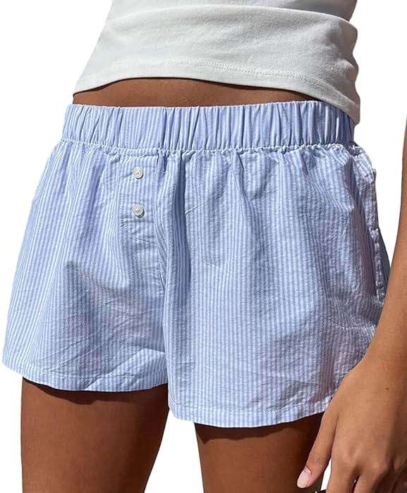 Y2k Plaid Shorts Cute Baggy Ginghem Boxer Shorts for Women Checked Lounge Pajama Bottom Preppy Sleep Pj Shorts - Image 1