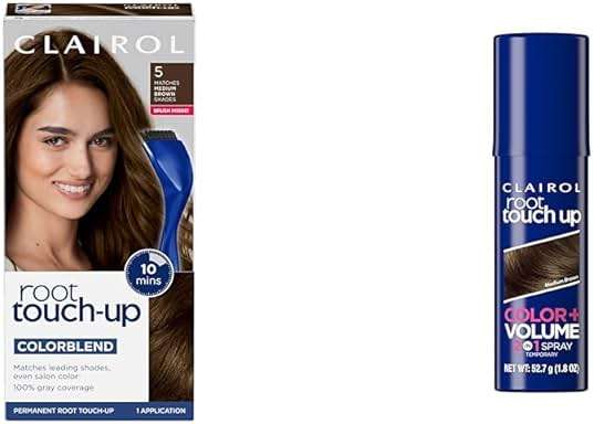Clairol Root Touch-Up by Nice'n Easy Permanent Hair Dye, 5 Medium Brown Hair Color, Pack of 1 1 & Root Touch-Up Color + Volume 2-in-1 Temporary Hair Coloring Spray, - Image 1