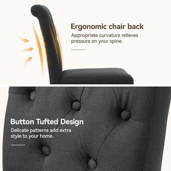 Welzona Upholstered Dining Chairs Set of 4, Button Tufted Parsons Dining Chair with Solid Wood Legs, Modern Fabric Side Chair for Dining Room/Kitchen/Restaurant/Hotel- Black - Image 5