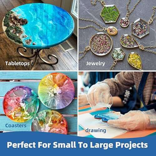 TAKIMO 68OZ Crystal Clear Epoxy Resin Kit, High Gloss Bubble Free Resin for Jewelry, Coasters, Molds, Art & DIY Projects, Self-Leveling 1:1 Casting & Coating Resin - Image 6