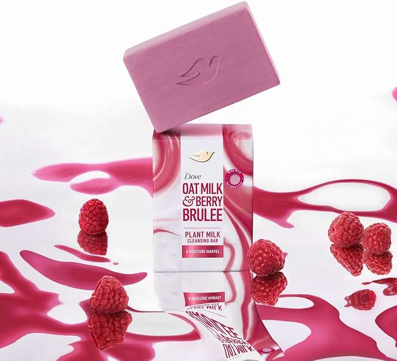 Dove Plant Milk Cleansing Bar Soap Oat Milk & Berry Brulee Moisture Marvel 4 Count for Moisturized Skin Gentle Cleanser, No Sulfate Cleansers or Parabens, 98% Biodegradable Formula 5 oz - Image 5