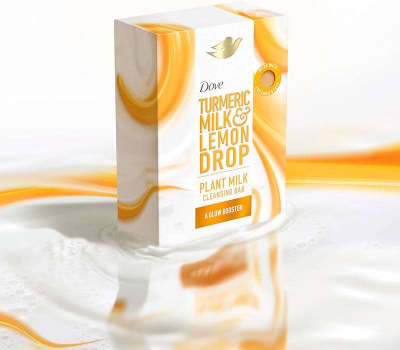 Dove Plant Milk Cleansing Bar Soap Turmeric Milk & Lemon Drop Glow Booster 4 Count for Moisturized Skin Gentle Cleanser, No Sulfate Cleansers or Parabens, 98% Biodegradable Formula 5 oz - Image 9