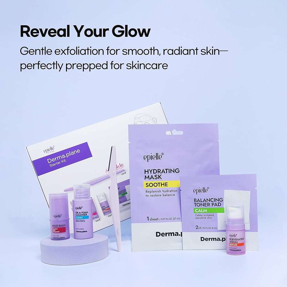 epielle & Tinkle Complete Safe Dermaplane Starter Kit: Safe Facial Renewal System Cleanser, Multi-Balm, Dermaplane Tool, Hydrating Mask & Serum, Peach Fuzz Removal Stocking Stuffer Dermaplaning Kit - Image 8