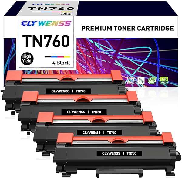 CLYWENSS TN760 High Yield Black Toner Cartridge Replacement for Brother TN760 TN-760 TN730 for MFC-L2750DW HL-L2370DW HL-L2350DW HL-L2395DW HL-L2390DW MFC-L2710DW DCP-L2550DW Printer (4-Pack) - Image 1