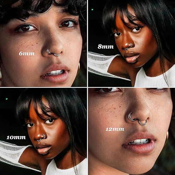 BodyBonita Triple/Double Hoop Nose Ring - 316L Stainless Steel Septum Clicker 16G/18G/20G CZ Conch Piercing Jewelry Septum Clicker Rings Cartilage Earring Helix Rook Tragus - Image 3