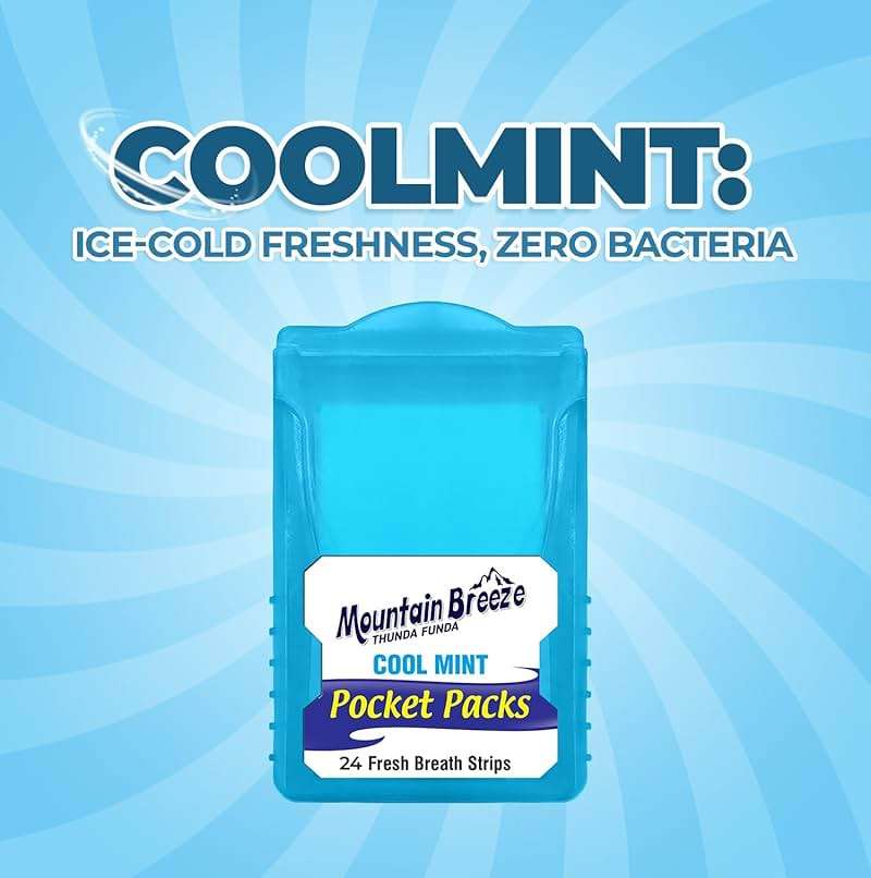 Mountain Breeze Oral Hygiene Mouth Freshener Sugar Free Cool Mint Flavoured Breath Strips (24 Strips Each Cassatte)-Pack of 1(3 Cassette) NEW - Image 4