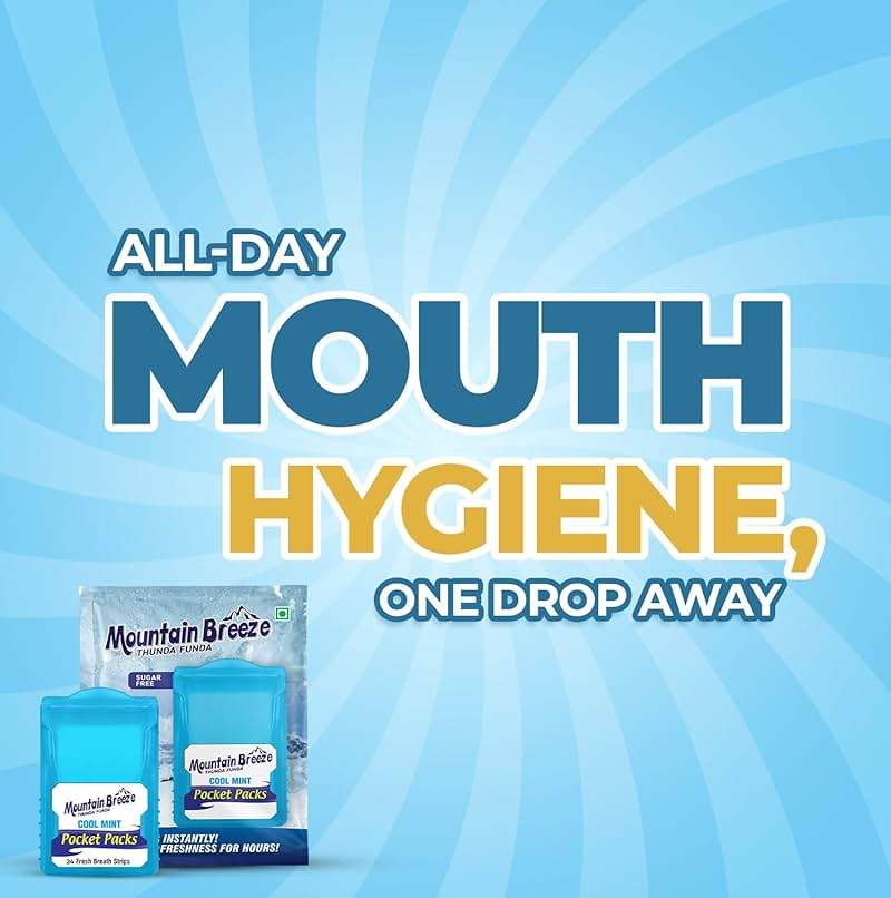 Mountain Breeze Oral Hygiene Mouth Freshener Sugar Free Cool Mint Flavoured Breath Strips (24 Strips Each Cassatte)-Pack of 1(3 Cassette) NEW - Image 5
