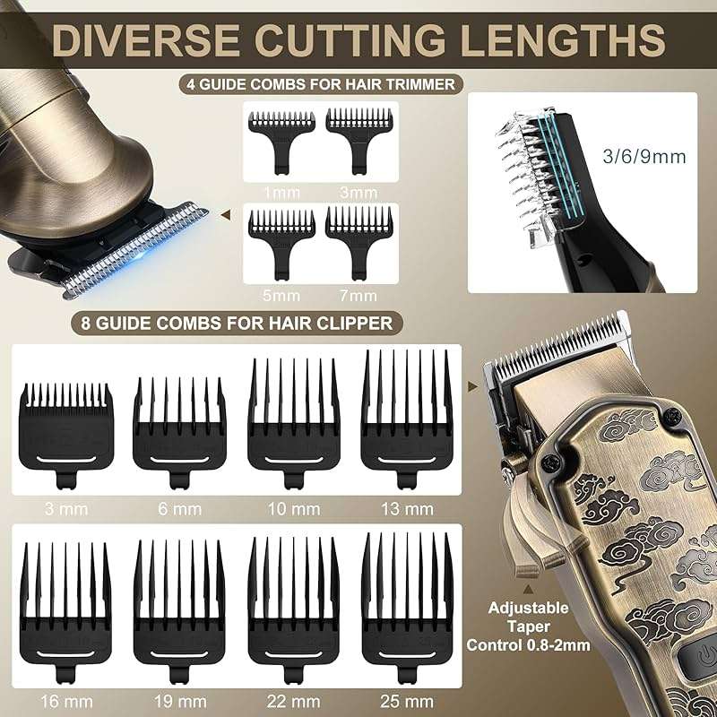 Hatteker Professional Hair Clippers for Men Beard Trimmer Clippers and Trimmer Set Waterproof T-Blade Trimmer Cordless Grooming Kit Nose Body Hair Trimmer Barber Clippers Hair Cutting Kit - Image 5