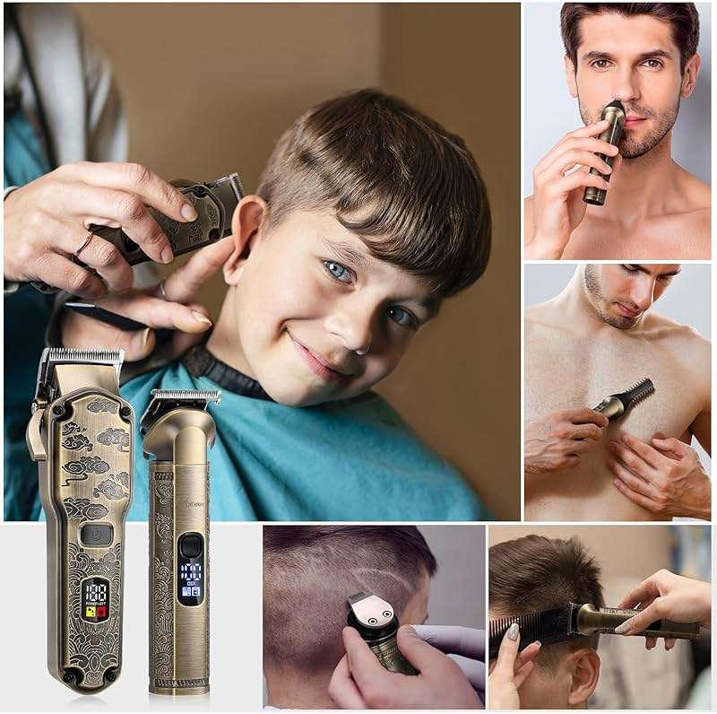 Hatteker Professional Hair Clippers for Men Beard Trimmer Clippers and Trimmer Set Waterproof T-Blade Trimmer Cordless Grooming Kit Nose Body Hair Trimmer Barber Clippers Hair Cutting Kit - Image 7
