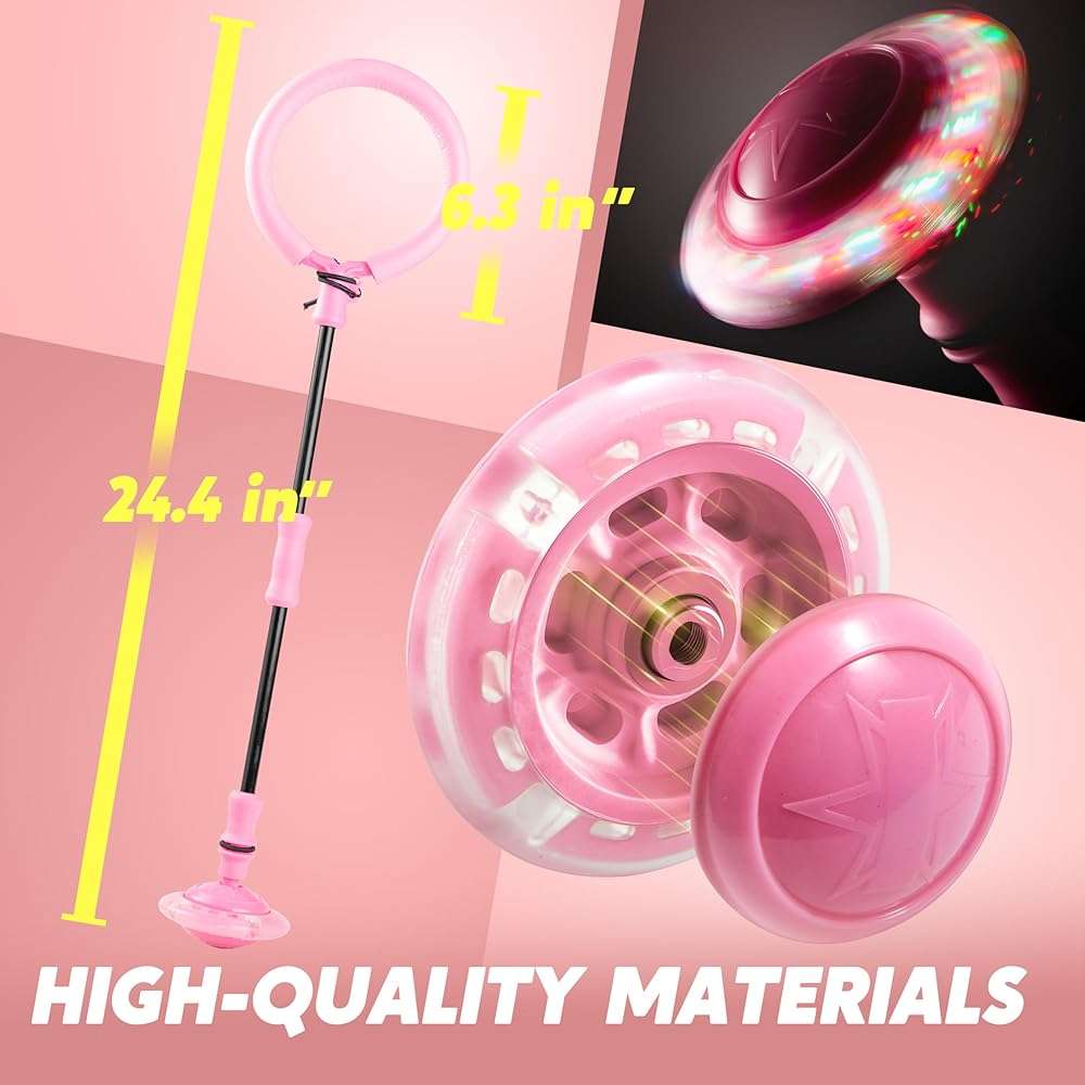 JOYIN Pink Ankle Skip Ball with Flashing Lights, Toy for Kids Indoor & Outdoor, Flashing Swing Ball Foldable Sports Toy, Birthday Gifts for Kids 3 4 5 + - Image 2