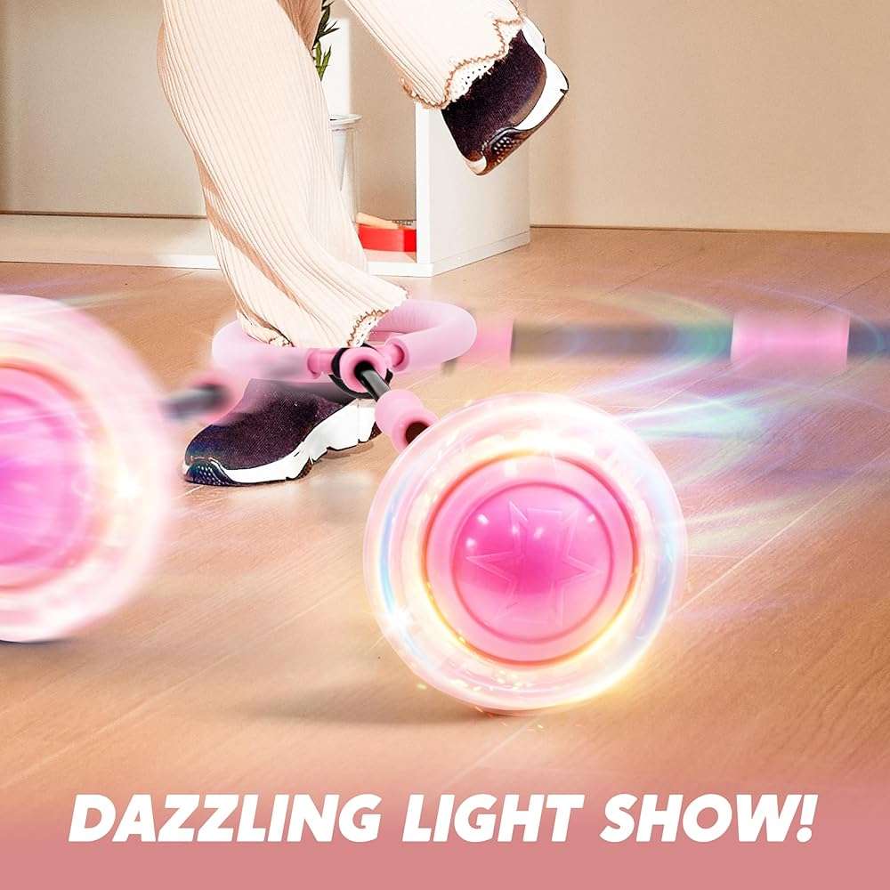 JOYIN Pink Ankle Skip Ball with Flashing Lights, Toy for Kids Indoor & Outdoor, Flashing Swing Ball Foldable Sports Toy, Birthday Gifts for Kids 3 4 5 + - Image 6