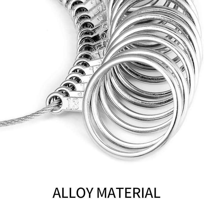 Bflaae Ring Sizer Measuring Tool Kit, 27 PCS Stainless Steel Measuring Ring Tool, US Ring Size 0-13 with Half Size, 2 PCS Reusable Finger Size Tape with Magnified Glass 1-17 USA Rings Size - Image 6