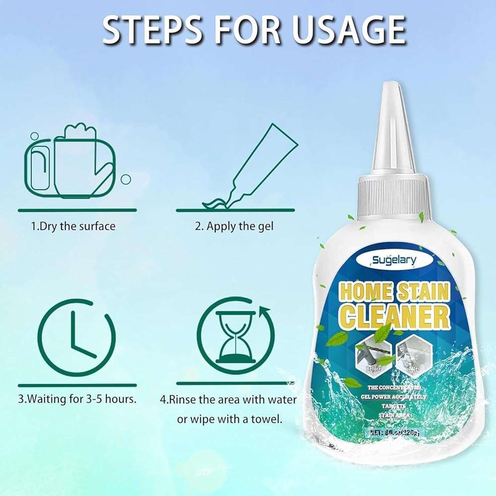 Sugelary Mold Stain Cleaner, 8 Fl oz All-Purpose Gel for Washing Machine Cleaner Front Loader Seal, Household Cleaner Gel for Bathroom Grout, Sink, Shower, Caulk, Washing Machine Cleaning Solution - Image 4