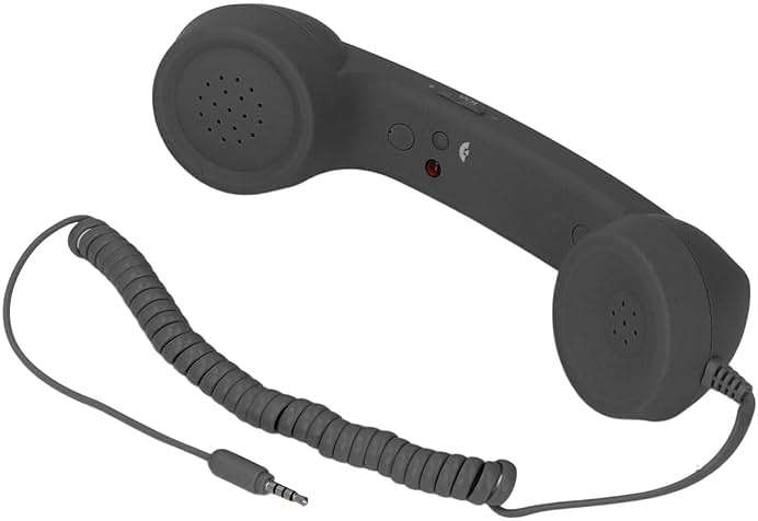 3.5mm Vintage Retro Telephone Handset, Cell Phone Receiver, Radiation Proof Retro Handset, Microphone Speaker for Cellphone Smartphone, Handheld Old Telephone Headset (Black) - Image 1