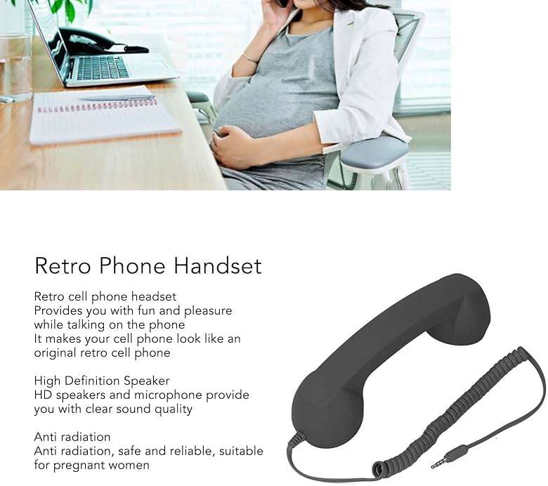 3.5mm Vintage Retro Telephone Handset, Cell Phone Receiver, Radiation Proof Retro Handset, Microphone Speaker for Cellphone Smartphone, Handheld Old Telephone Headset (Black) - Image 3