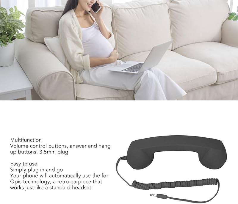 3.5mm Vintage Retro Telephone Handset, Cell Phone Receiver, Radiation Proof Retro Handset, Microphone Speaker for Cellphone Smartphone, Handheld Old Telephone Headset (Black) - Image 4