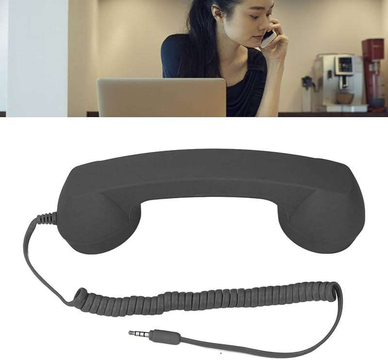 3.5mm Vintage Retro Telephone Handset, Cell Phone Receiver, Radiation Proof Retro Handset, Microphone Speaker for Cellphone Smartphone, Handheld Old Telephone Headset (Black) - Image 5