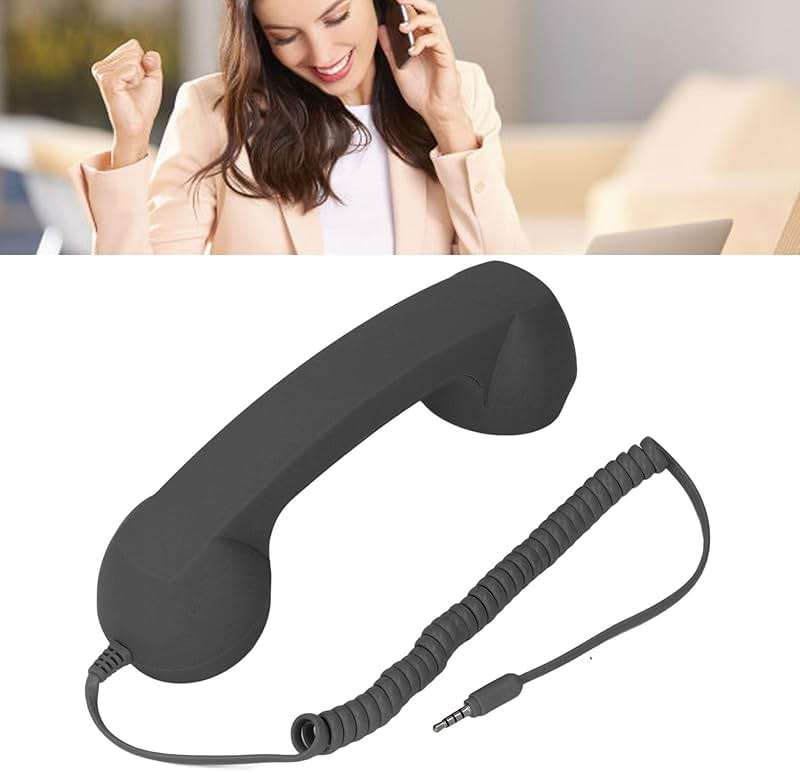 3.5mm Vintage Retro Telephone Handset, Cell Phone Receiver, Radiation Proof Retro Handset, Microphone Speaker for Cellphone Smartphone, Handheld Old Telephone Headset (Black) - Image 6
