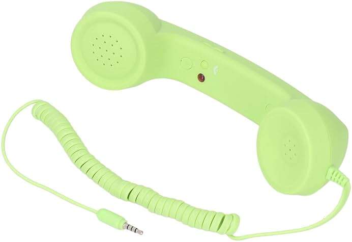 3.5mm Vintage Retro Telephone Handset, Cell Phone Receiver, Radiation Proof Retro Handset, Microphone Speaker for Cellphone Smartphone, Handheld Old Telephone Headset (Green) - Image 1