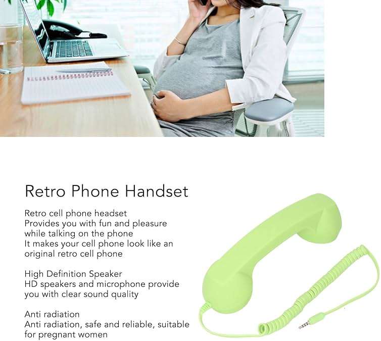 3.5mm Vintage Retro Telephone Handset, Cell Phone Receiver, Radiation Proof Retro Handset, Microphone Speaker for Cellphone Smartphone, Handheld Old Telephone Headset (Green) - Image 2