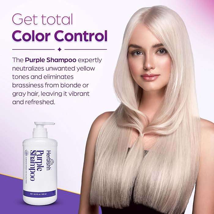 Herbishh Purple Shampoo for Blonde Hair 16.9 fl. Oz, Eliminates Yellow & Brassy Undertones from Silver & Highlighted Hair, Deep Cleansing Shampoo, Frizz Control & Color Protection - Image 7
