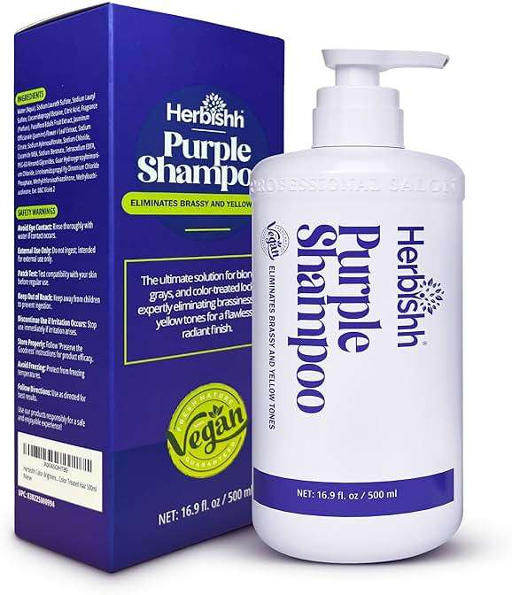 Herbishh Purple Shampoo for Blonde Hair 16.9 fl. Oz, Eliminates Yellow & Brassy Undertones from Silver & Highlighted Hair, Deep Cleansing Shampoo, Frizz Control & Color Protection - Image 8