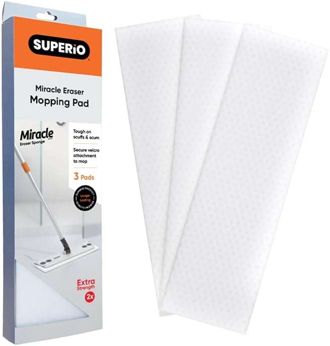 Superio Magic Eraser Mop Refill Head Replacement Miracle Mop Pads, 3 Pack - Image 1