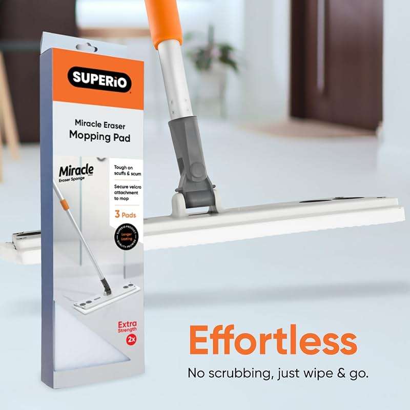Superio Magic Eraser Mop Refill Head Replacement Miracle Mop Pads, 3 Pack - Image 7